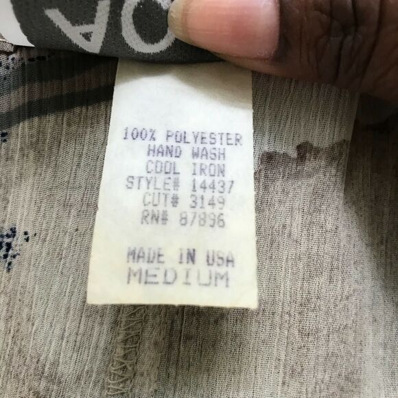 Acko International Pants Womens Sz M Tan‎ Gray Printed Flowy Drawstring Lounge - Picture 4 of 8